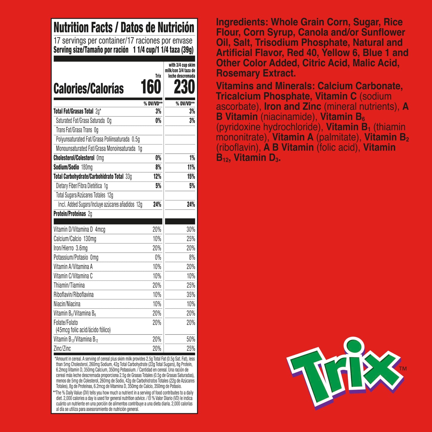 Trix Breakfast Cereal, 6 Fruity Shapes, Made with Whole Grain, Giant Size, 23.4 oz