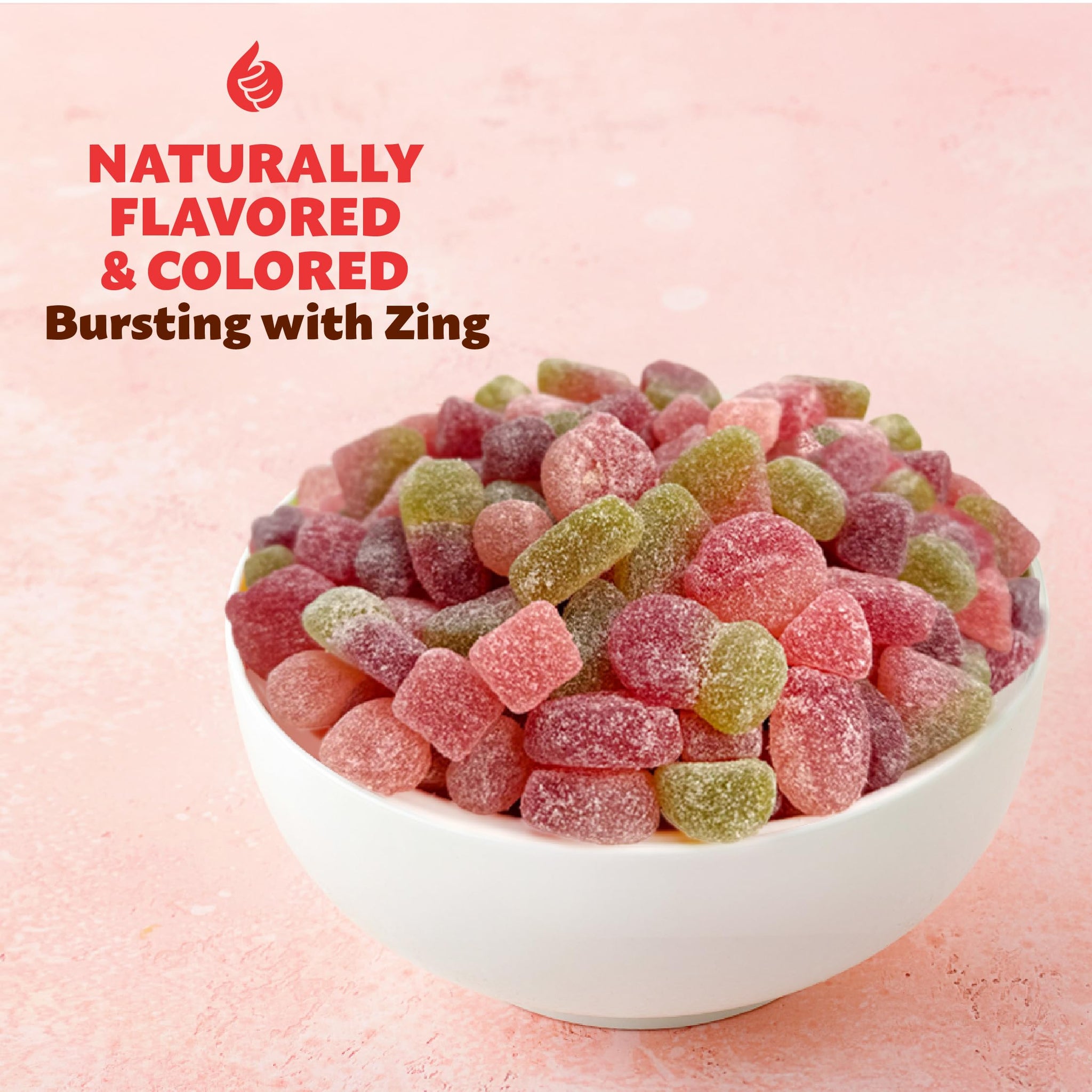 Sour Fruit Jelly Candy Mix | 1 Pound Bag | Vegan Gummies with Real Fruit Puree | Cherry, Watermelon, Peach | Gelatin Free Plant Based Texture | Dye