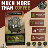 Bones Coffee Company Better Brain Mushroom Coffee Dark Roast Low Acid Arabica Coffee with Mushroom Blend for Energy, Focus, Digestion and Immunity
