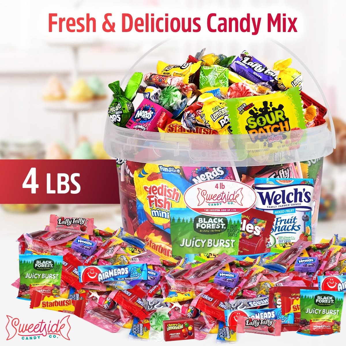 Bucket of Candy Variety Pack - 4LB Assorted Box - Gift for Kids, College Students & Adults (4 Pound)