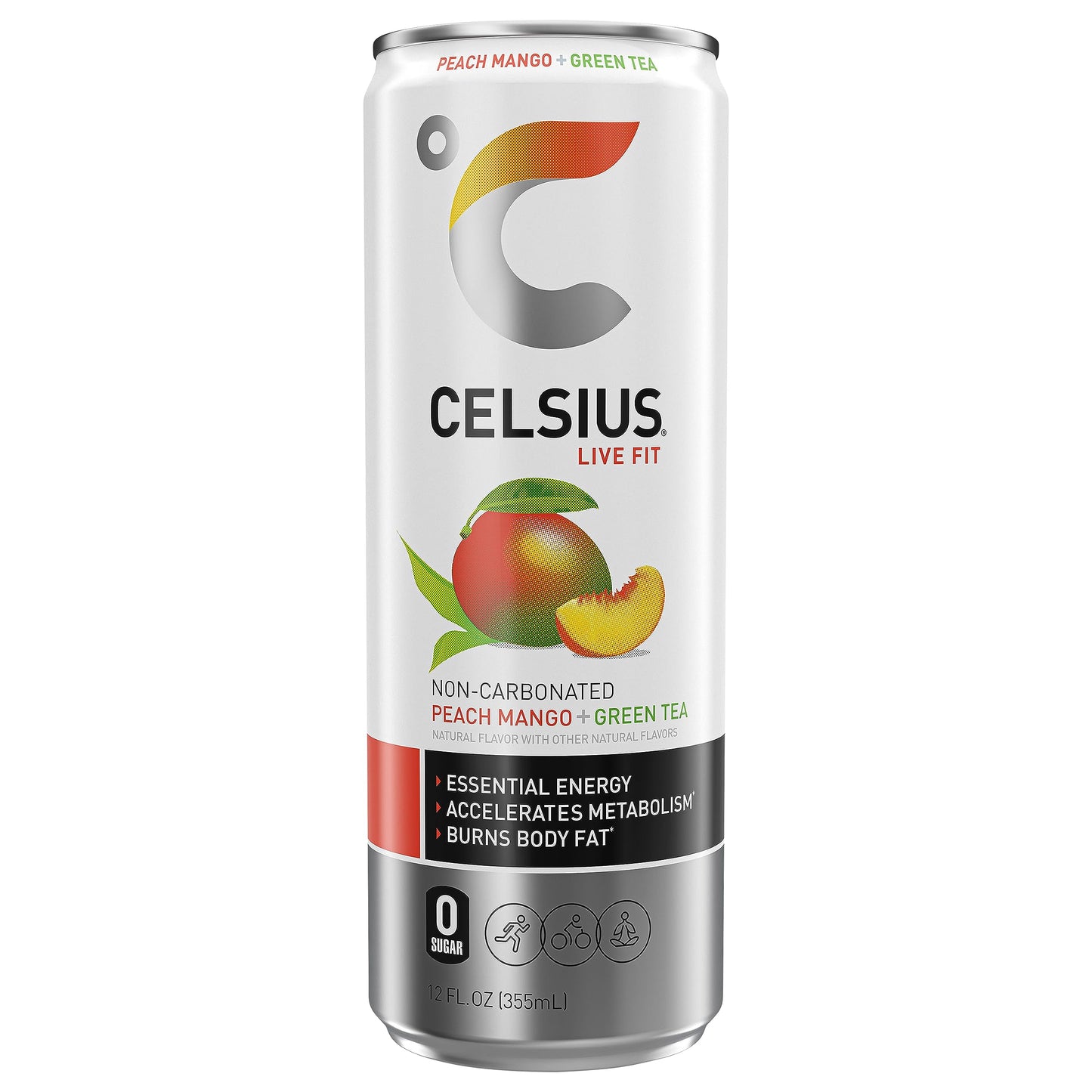 Celsius, Peach Mango Green Tea, 12 Fl Oz