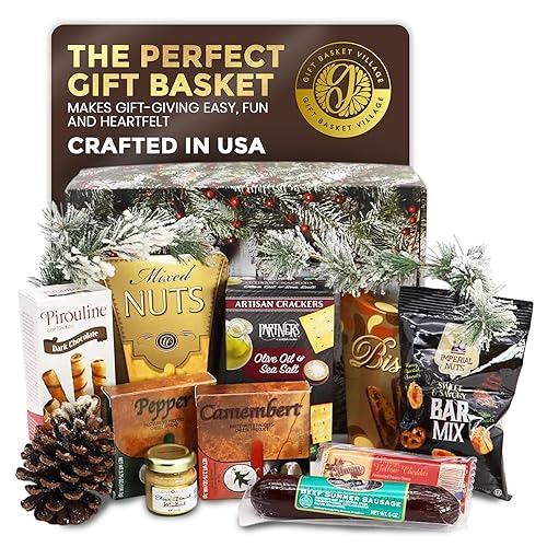 Gift Basket Village - Holiday Homecoming Snack Basket with Sausage, Cheese, Mustard, Nuts & Sweets, Perfect for Gatherings, Christmas, Thanksgiving