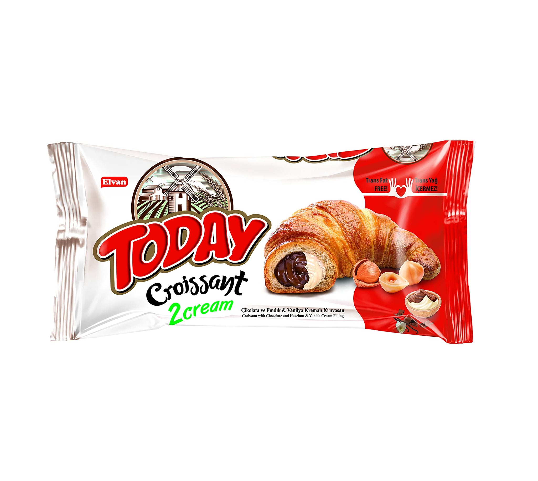 Elvan Today Chocolate & Vanilla Croissants (Pack of 6) | Individually Wrapped, Buttery Soft Croissant, Ready to eat Breakfast Pastry, or Lunchbox