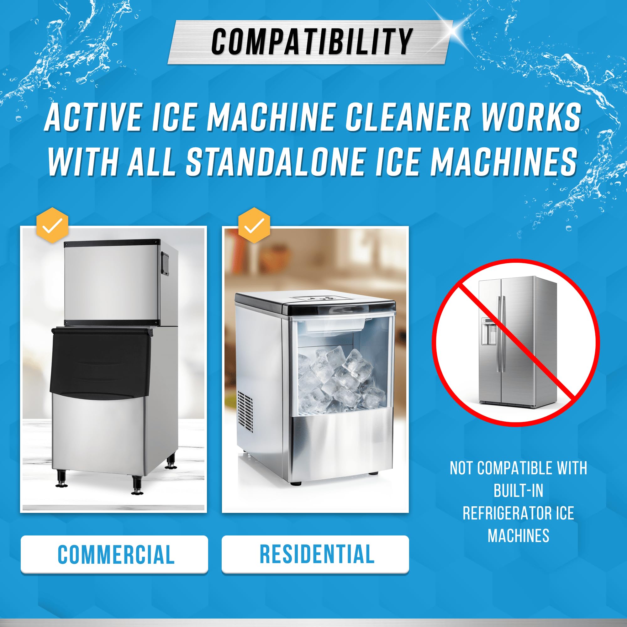 ACTIVE Ice Machine Cleaner Maker Descaler - 32 fl oz (8 Uses) Nickel Safe Ice Maker Cleaner Solution - Compatible with Whirlpool 4396808