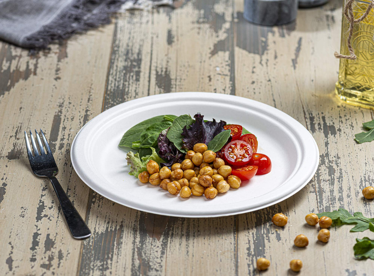 Enviroware 9 inch Round Disposable White Bagasse Dinner Plate, 100% Compostable Natural Sugarcane Fibers, Heavy Duty Leak-Proof Environmentaly