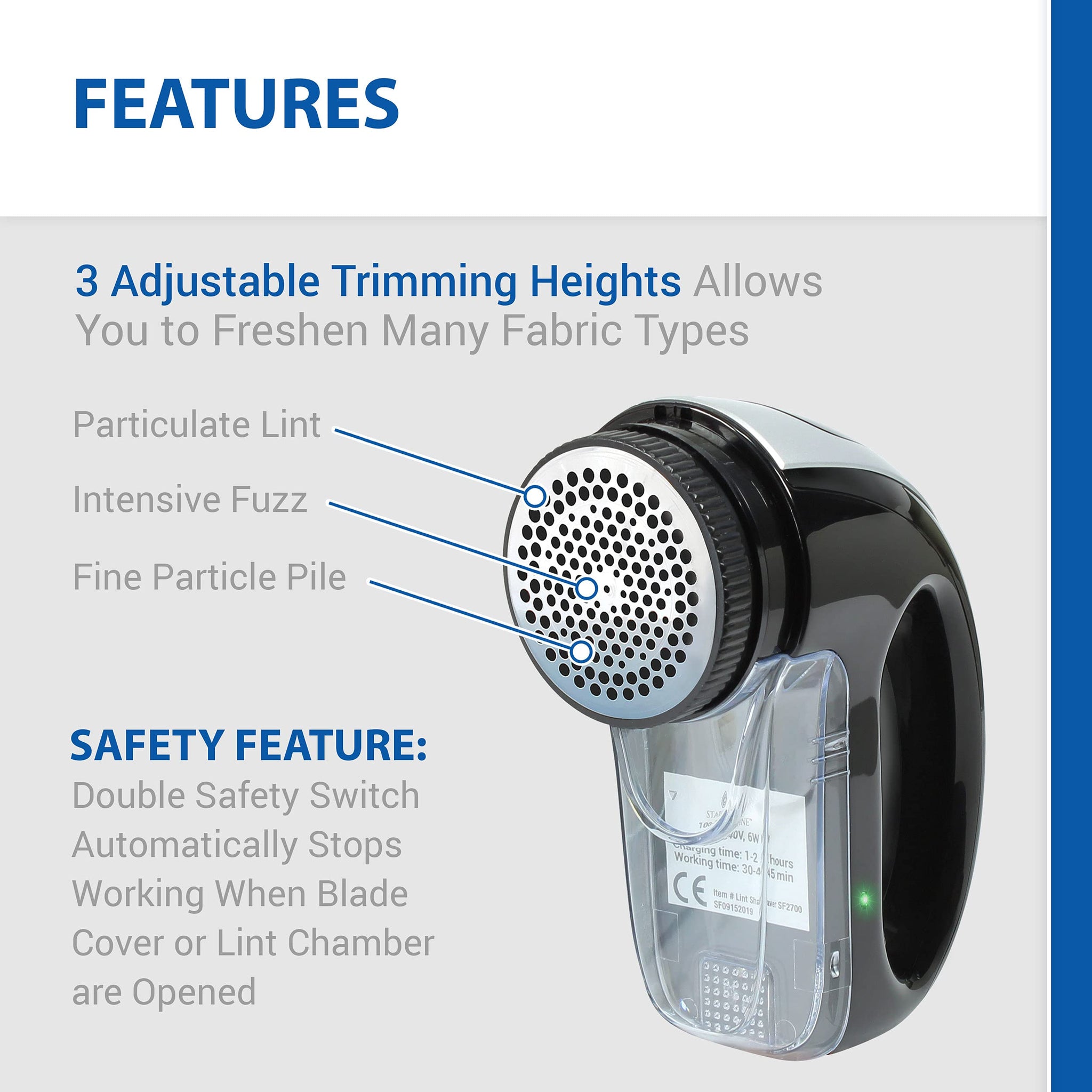 Fabric Shaver with Rechargeable Battery | Bonus Replacement Blade Included | Lint Shaver for All Materials Clothing, Bedding, & Fabric Furniture |
