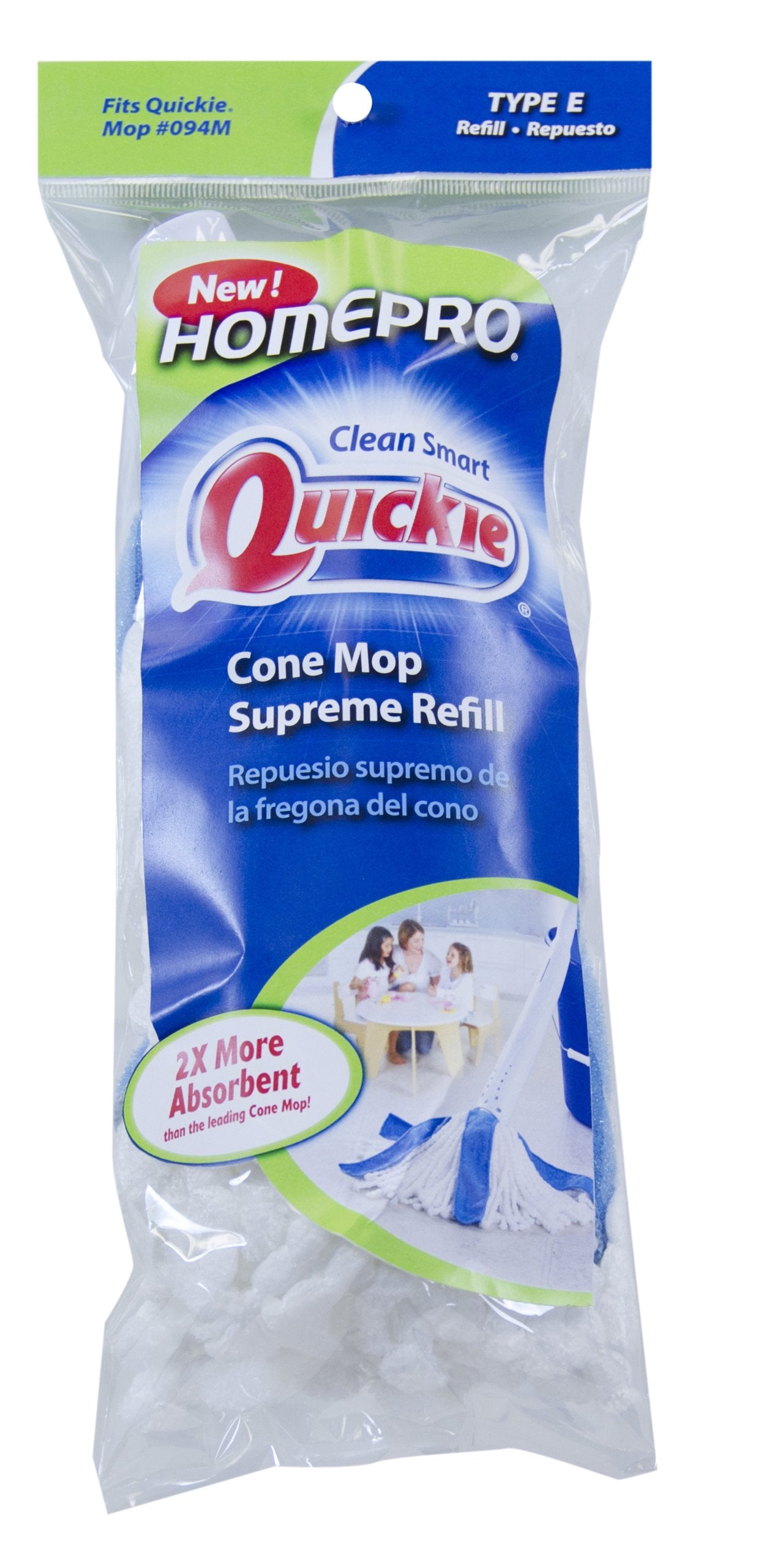 Quickie Microfiber Cone Mop Refill, Machine Washable, Reusable, Highly Absorbent Mop Head Refill