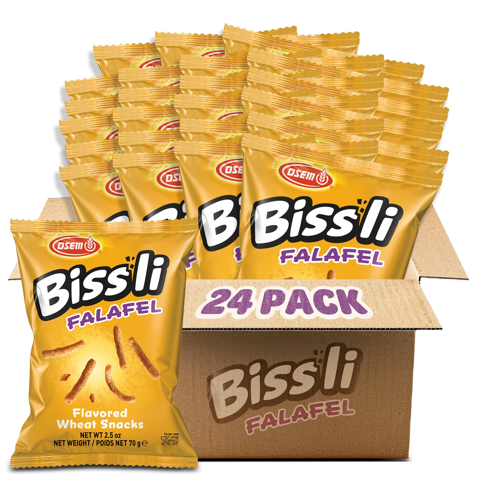 Bissli Falafel Flavored Crunchy Wheat Snack Perfect Lunch Snack for Kids & Adults 2.5oz Bag (Pack of 24)