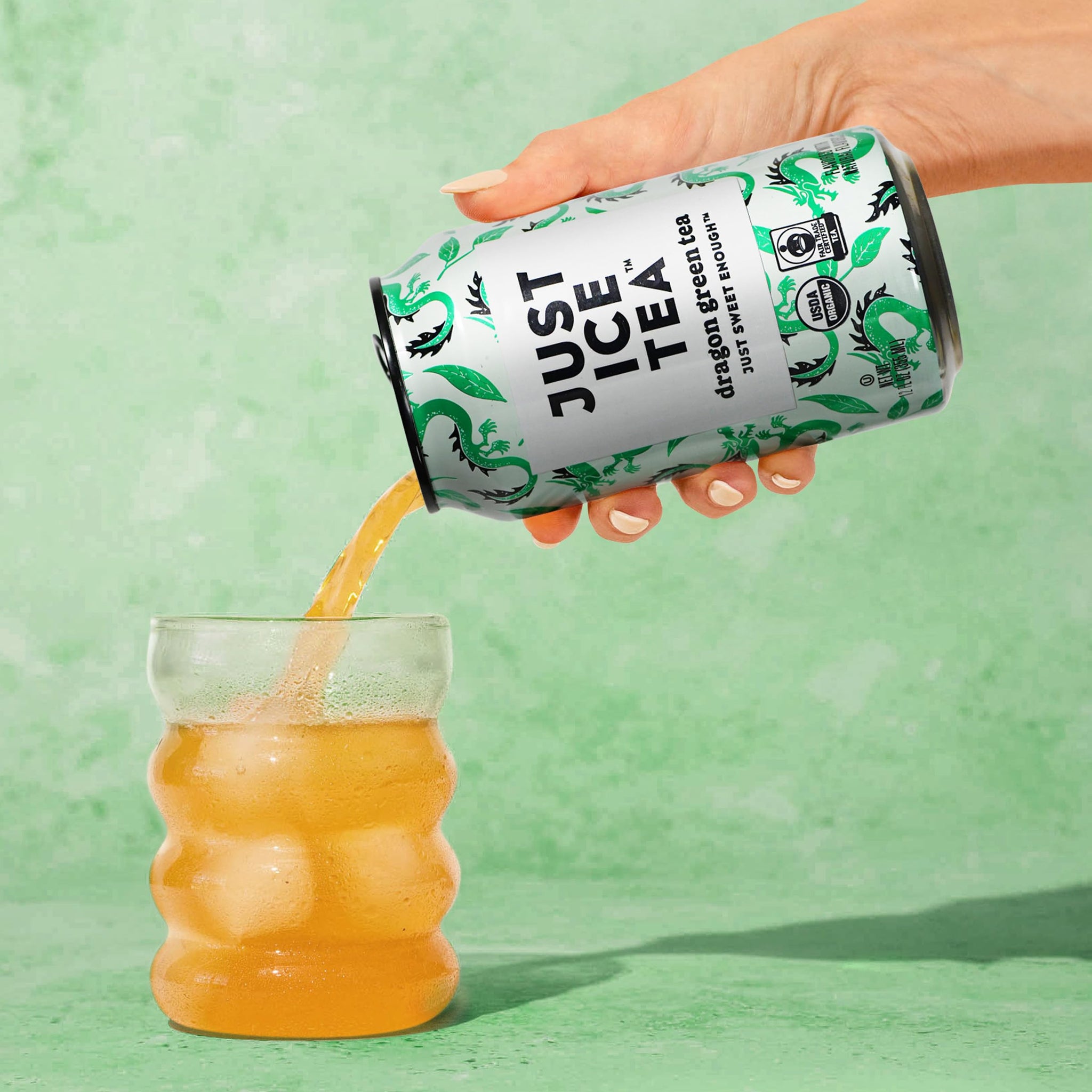 Just Ice Tea, Dragon Green Iced Tea, 4-Pack (12oz Cans), Green Tea, USDA Certified Organic, Real Brewed, Low Calorie, No Artificial Sweeteners, Fair