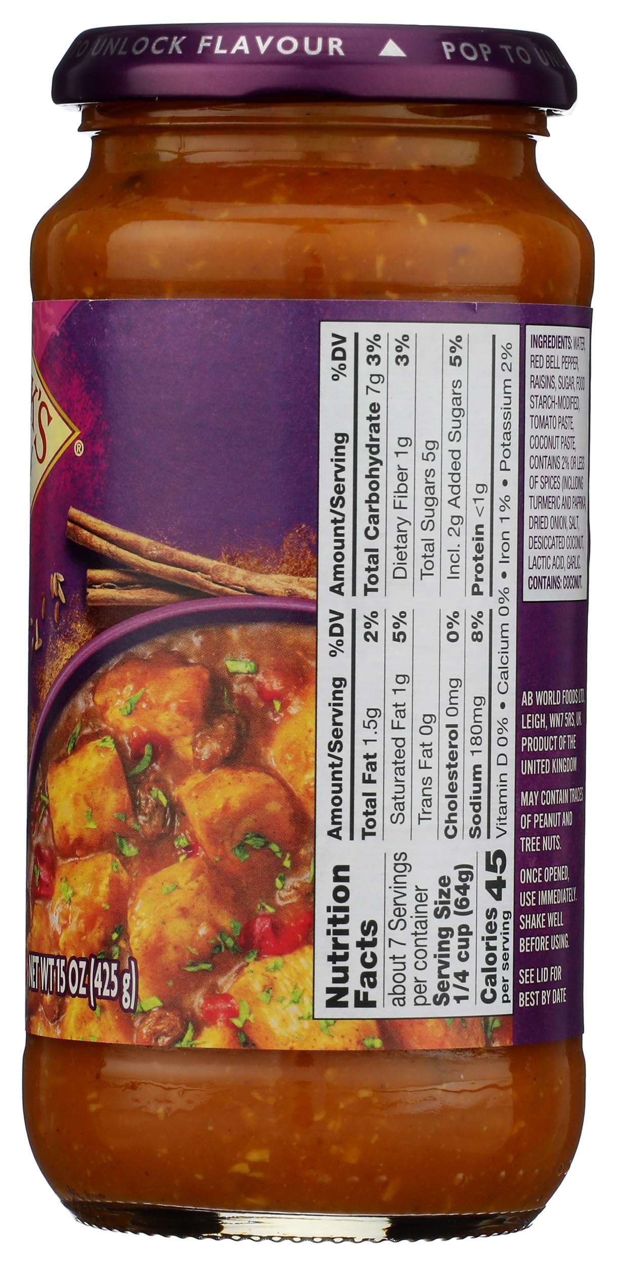 Pataks, Sauce Curry Mild, 14.5 Ounce