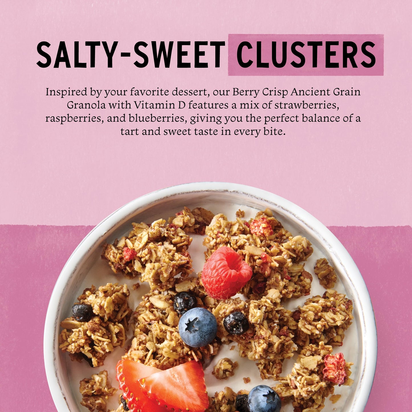 Purely Elizabeth Berry Crisp Granola wit Vitamin D, Made with Organic Oats and Ancient Grains, Gluten-Free, Non-GMO (3 Ct, 8oz Bags)