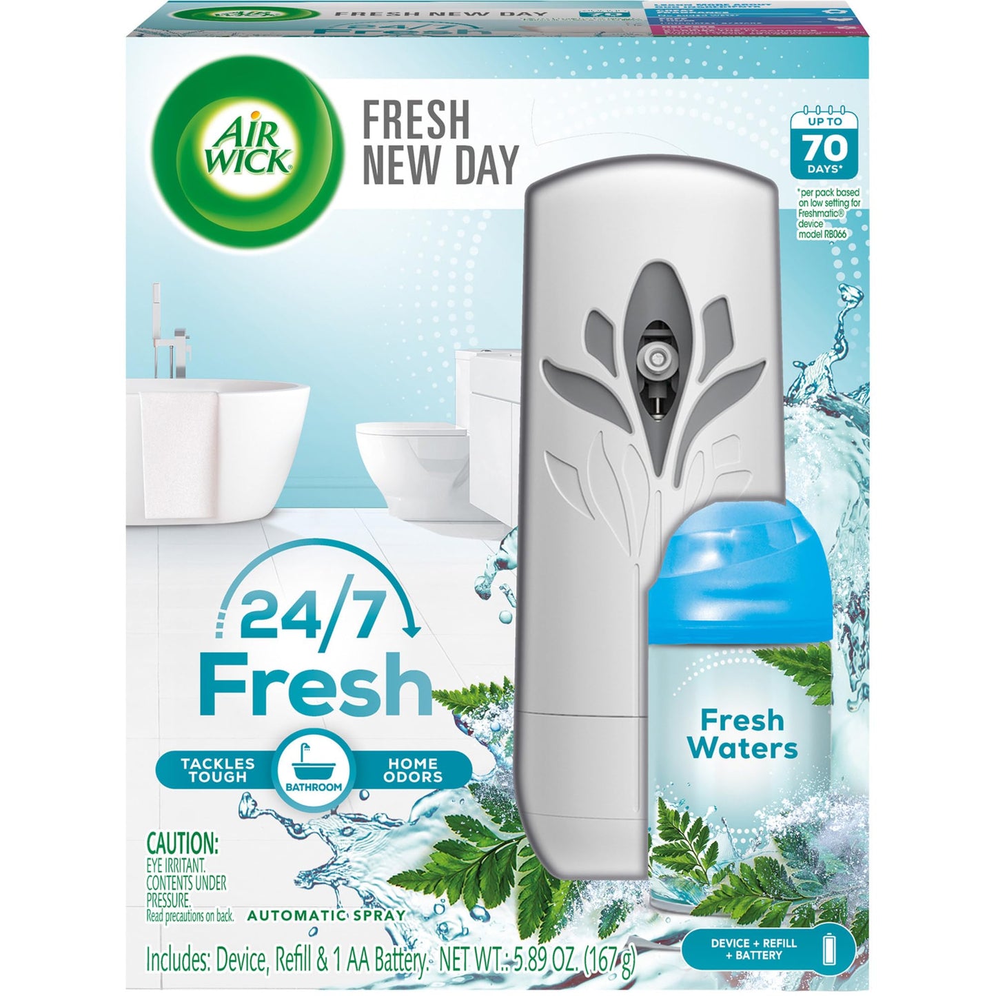 Air Wick Pure Automatic Air Freshener Spray Kit, Gadget+Refill, Fresh water, 5.89 oz, 1 Count