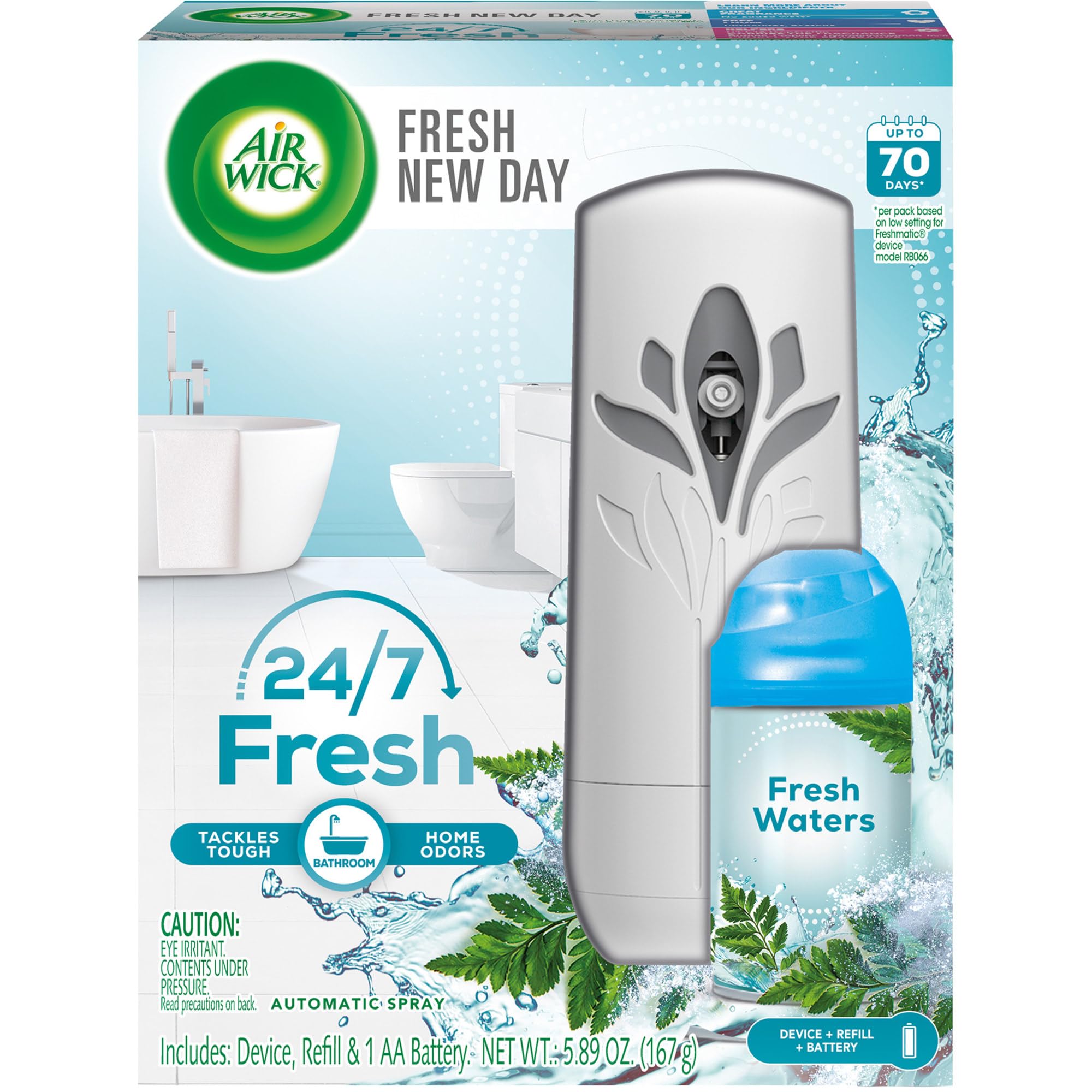 Air Wick Pure Automatic Air Freshener Spray Kit, Gadget+Refill, Fresh water, 5.89 oz, 1 Count
