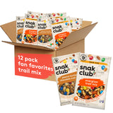 Snak Club Trail Mix Variety Pack, Grab-n-Run Protein Snack Packs, Includes Energizer and Peanut Butter Chocolate Trail Mix, Sweet and Salty Snacks, 12