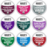 Maud's 9 Blend Organic Tea Pods Variety Pack, 48 ct, 9 Assorted Flavors, Single Serve Pods -100% Gourmet Blended Tea Leaves, Compatible with Keurig K