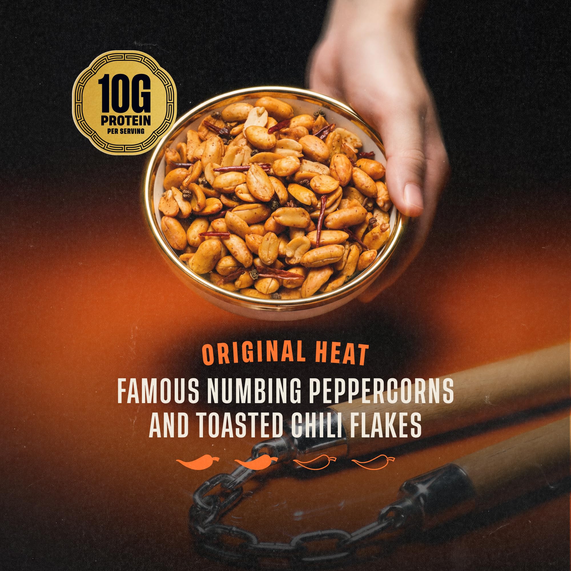 WA-CHAA! Spicy Sichuan Peanuts - Numbing Mala Peppercorns, Toasted Chili Flakes, Avocado Oil, Whole-Food Protein, Party Snacks, Non-GMO, On-The-Go
