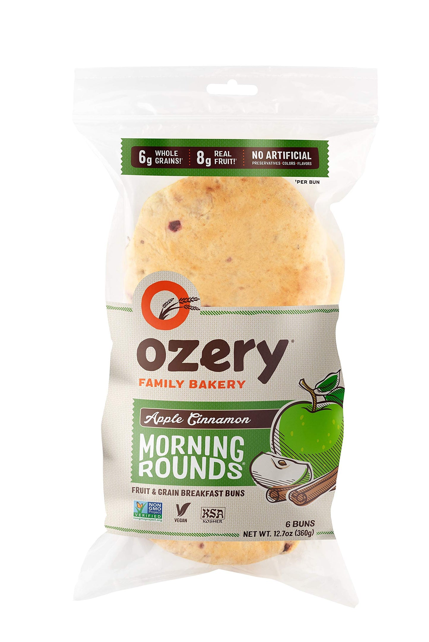 Ozery Bakery Apple Cinnamon Morning Rounds, 6-Count Bag, (Pack of 2)