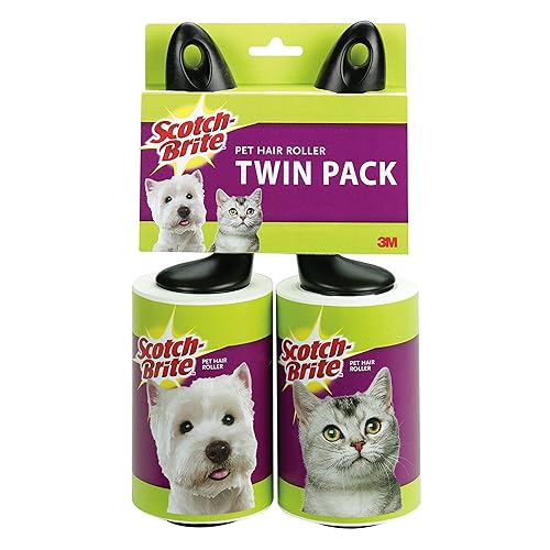 Scotch-Brite Pet Hair Lint Roller Twin Pack, Picks Up Fur On Furniture, And Clothes, 2 Rollers, 70 Sheets Per Roller, 140 Sheets Total