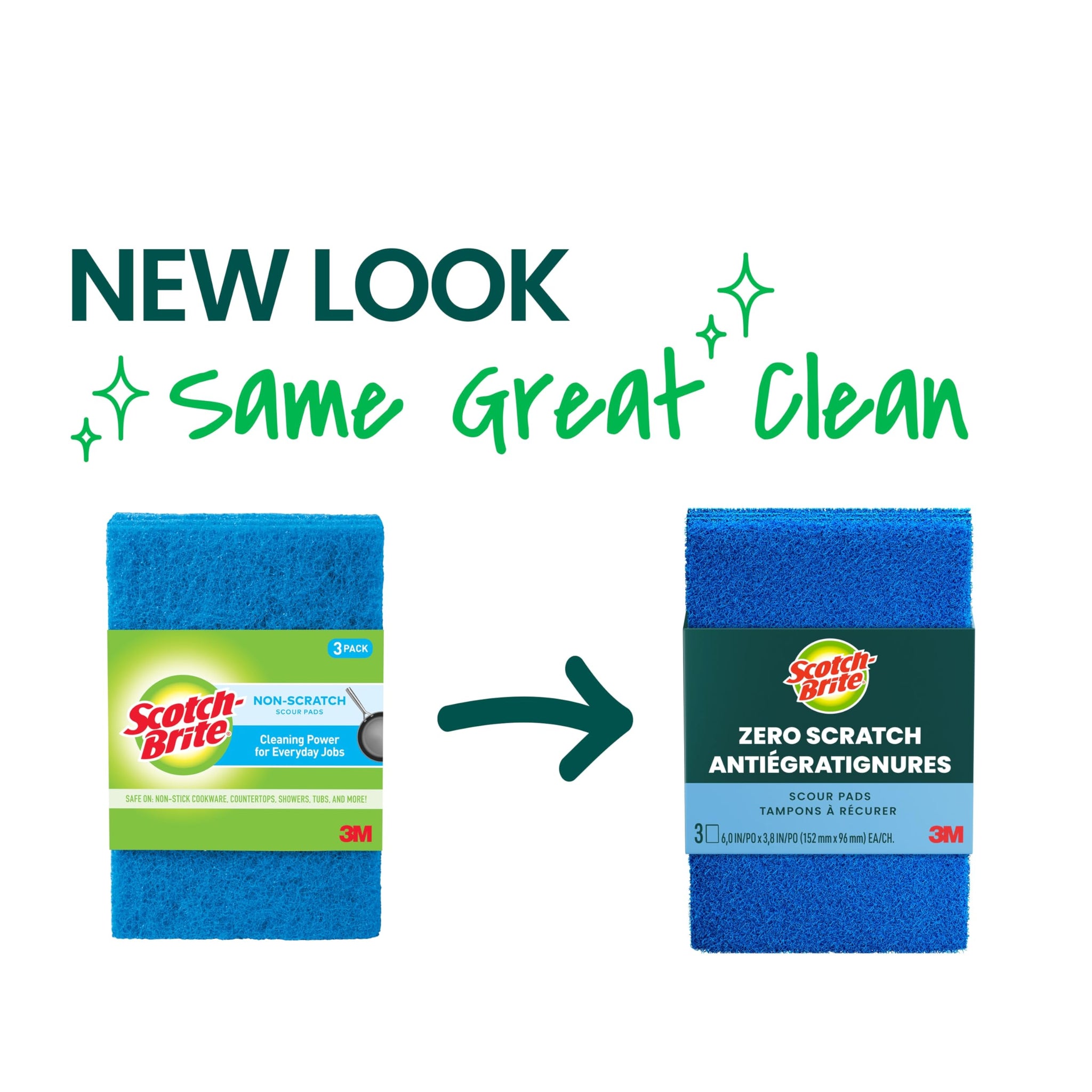 3M 623-10 Multi-Purpose No-Scratch Scouring Pad, 3-Pk. - Quantity 14
