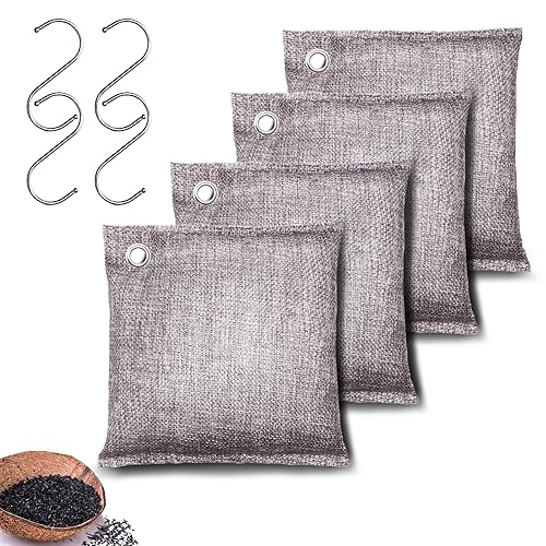 Activated Charcoal Odor Absorber, Odor Eliminator for Strong Odor,Coconut Shell Charcoal Air Purifying Bags for Home Car Closet Pet, Smoke Room