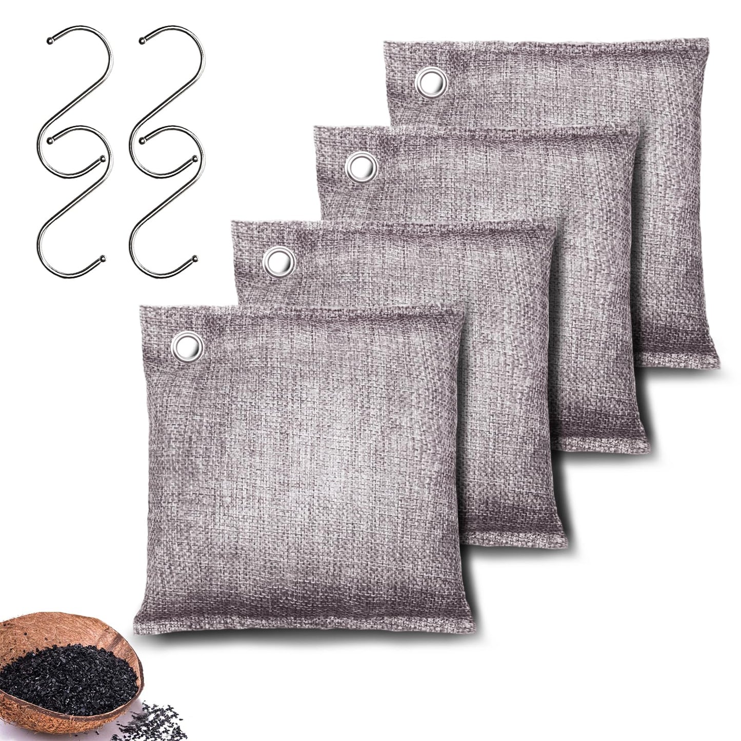 Activated Charcoal Odor Absorber, Odor Eliminator for Strong Odor,Coconut Shell Charcoal Air Purifying Bags for Home Car Closet Pet, Smoke Room
