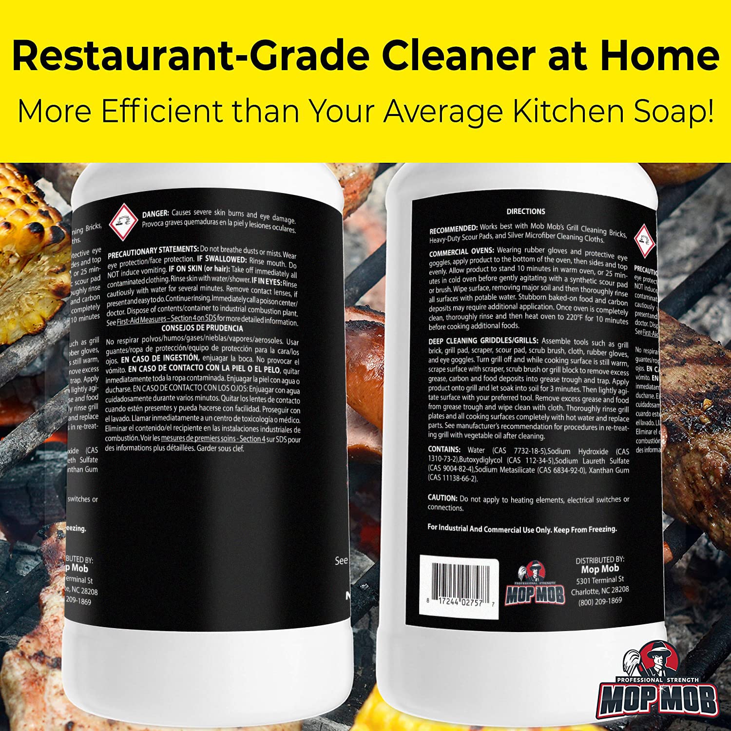 Commercial Grill and Oven Cleaner 32Oz Concentrate 1pk. Heavy-Duty Fast-Acting Degreaser Solution Removes Carbon, Grime, Burnt Food and Oil