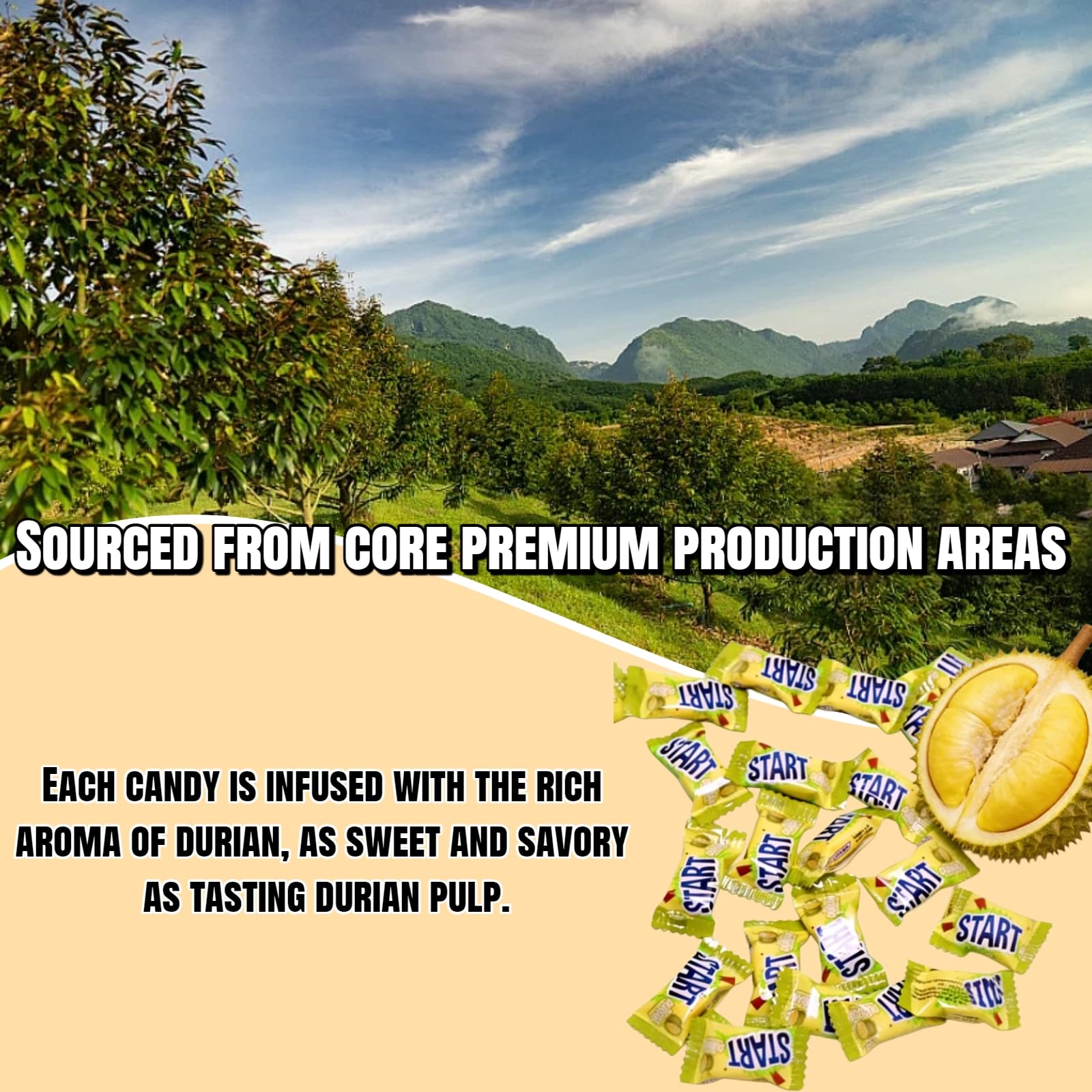 Durian Gummies (280g/9.88oz) Thai Durian Gummies | Southeast Asian Flavor | Individually Wrapped | Snack