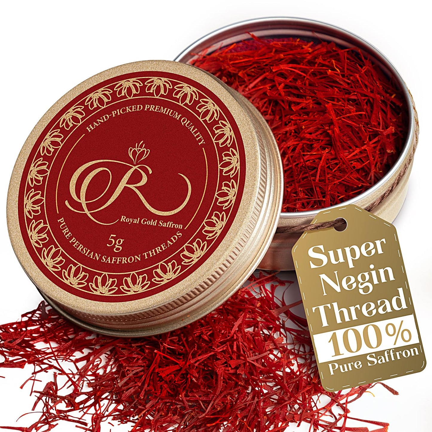 Royal Gold Saffron - Premium Super Negin Saffron Threads, Grade A+ | Gourmet Chef’s Select Spice for Paella, Rice, Risotto, Teas, Dessert, and Gourmet