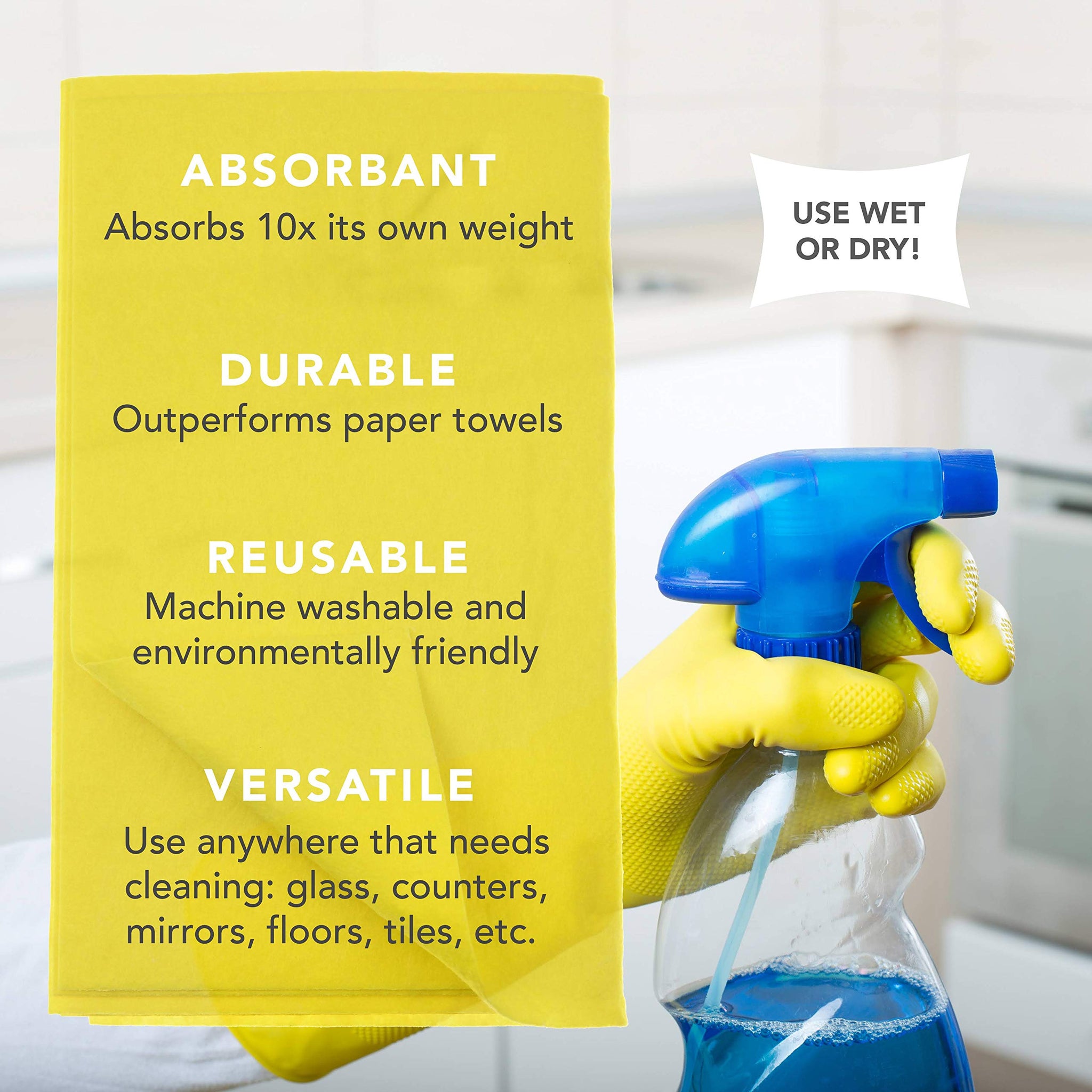 Cadie Kitchen and Bath Amazing Wipes - Absorbent and Reusable Cloth for Washing, Drying, Wiping in The Bathroom or Cuisine Surfaces | Cleaning Sink