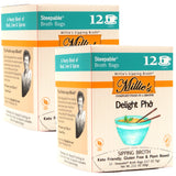 Millie's Sipping Broth - Vegetable Broth -Natural-Gluten Free-Keto Friendly Delight Pho 12 Count Box (2 Pack)