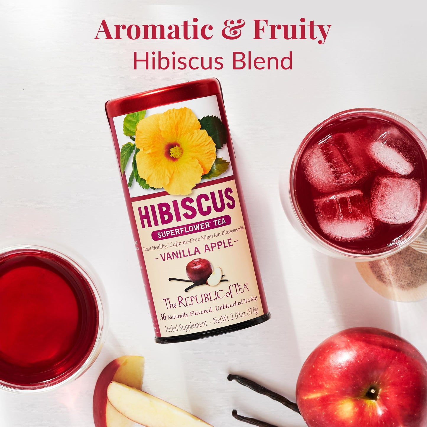 The Republic of Tea, Vanilla Apple Hibiscus, 36-Count