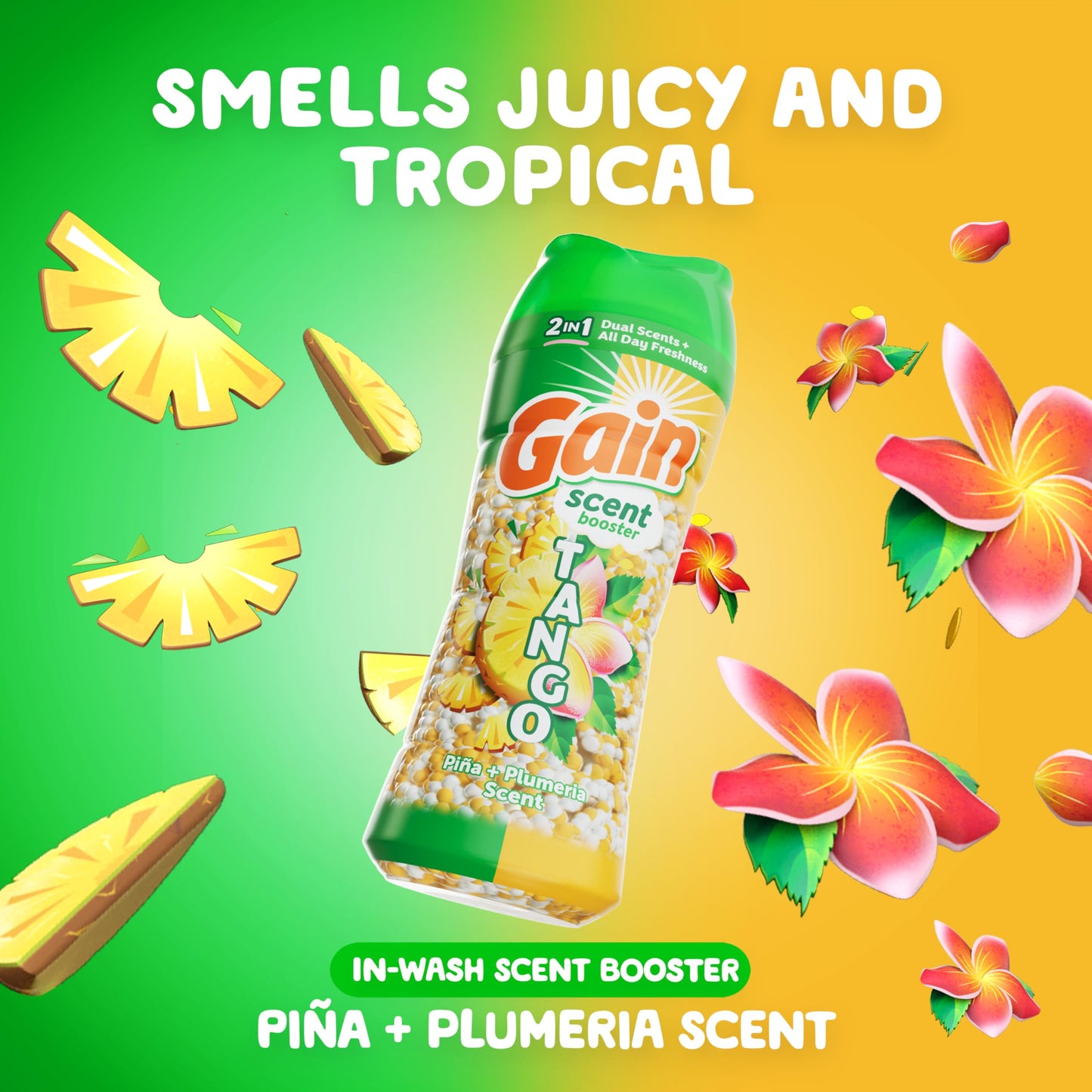 Gain Tango 2-in-1 Laundry Scent Booster Beads, Piña and Plumeria Scent, 21.1 oz, Laundry Beads with Dual Scents Plus All Day Freshness