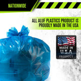 Aluf Plastics Heavy Duty 55 Gallon Blue Trash Bags - (Value 50 Pack) - 1.5 MIL equivalent Industrial Strength Plastic 35" x 55" for 50-55 Gal Cans