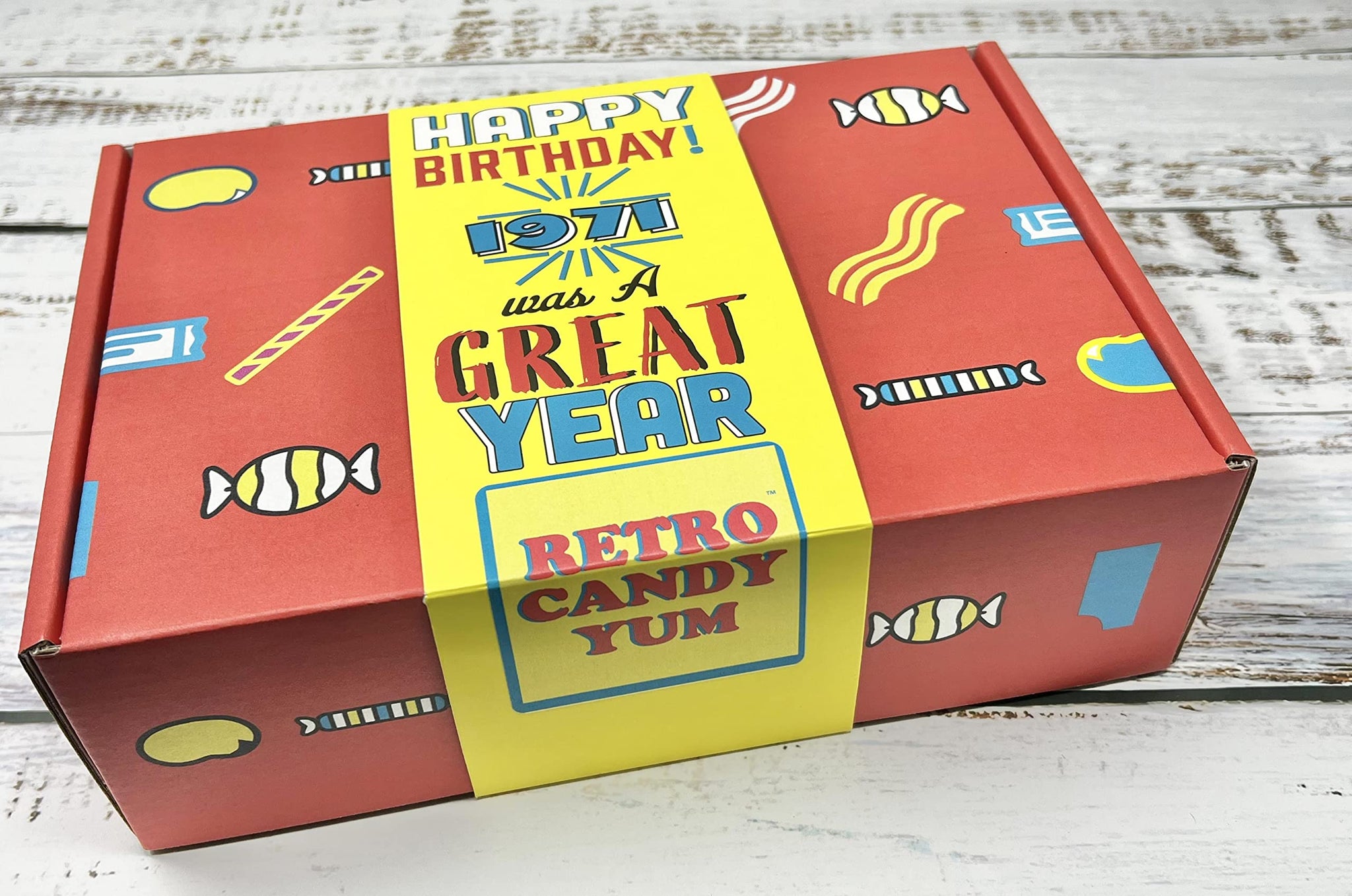 RETRO CANDY YUM ~ 1971 55th Birthday Gift Box of Nostalgic Candy Mix from Childhood for Men and Women Turning 55 Years Old Born 1971 - Jr