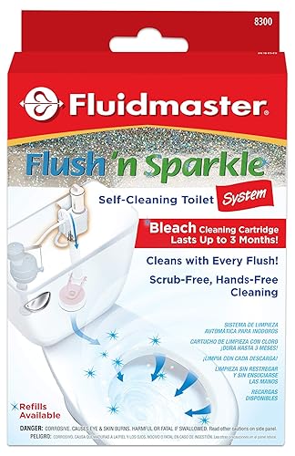 Fluidmaster 8300 Flush 'n Sparkle Automatic Toilet Bowl Cleaning System with Bleach Cartridge, 1 Count (Pack of 1) ( Packaging May Vary)
