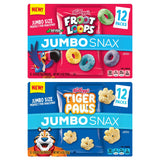 Kellogg's Jumbo Snax Cereal Snacks, Kids Snacks, Lunch Box Snacks, Variety Pack (3 Boxes, 36 Pouches)