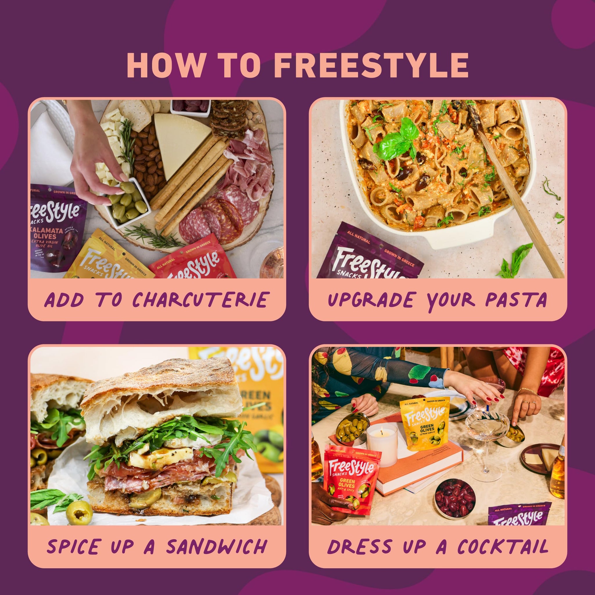 Freestyle Snacks Olive Snack Packs - As Seen on Shark Tank - Single Serve - Fresh Pitted Kalamata Olives, Grown in Greece, All Natural, Non-GMO