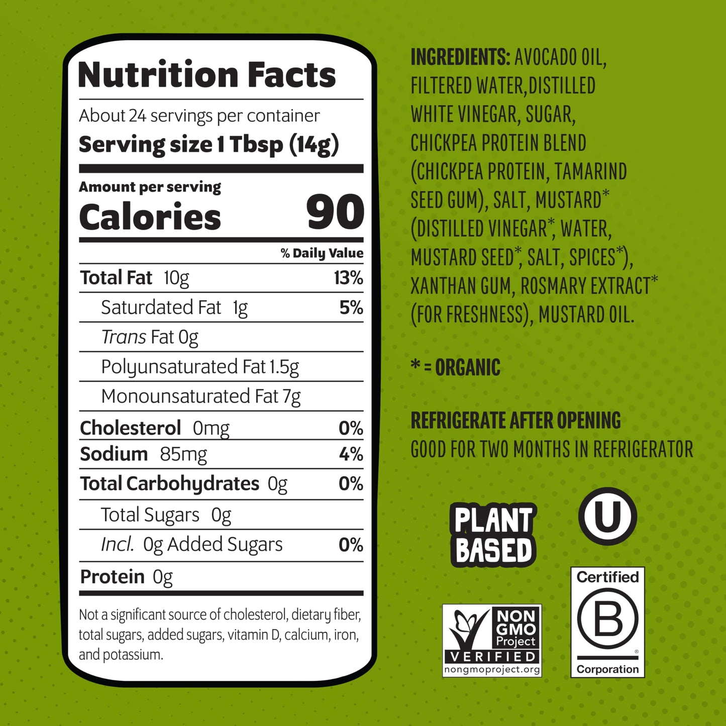 Chosen Foods Classic Vegan Avocado Oil-Based Mayonnaise, Gluten & Dairy Free, Low-Carb, Keto Diet Friendly, Mayo for Sandwiches, Dressings and Sauces