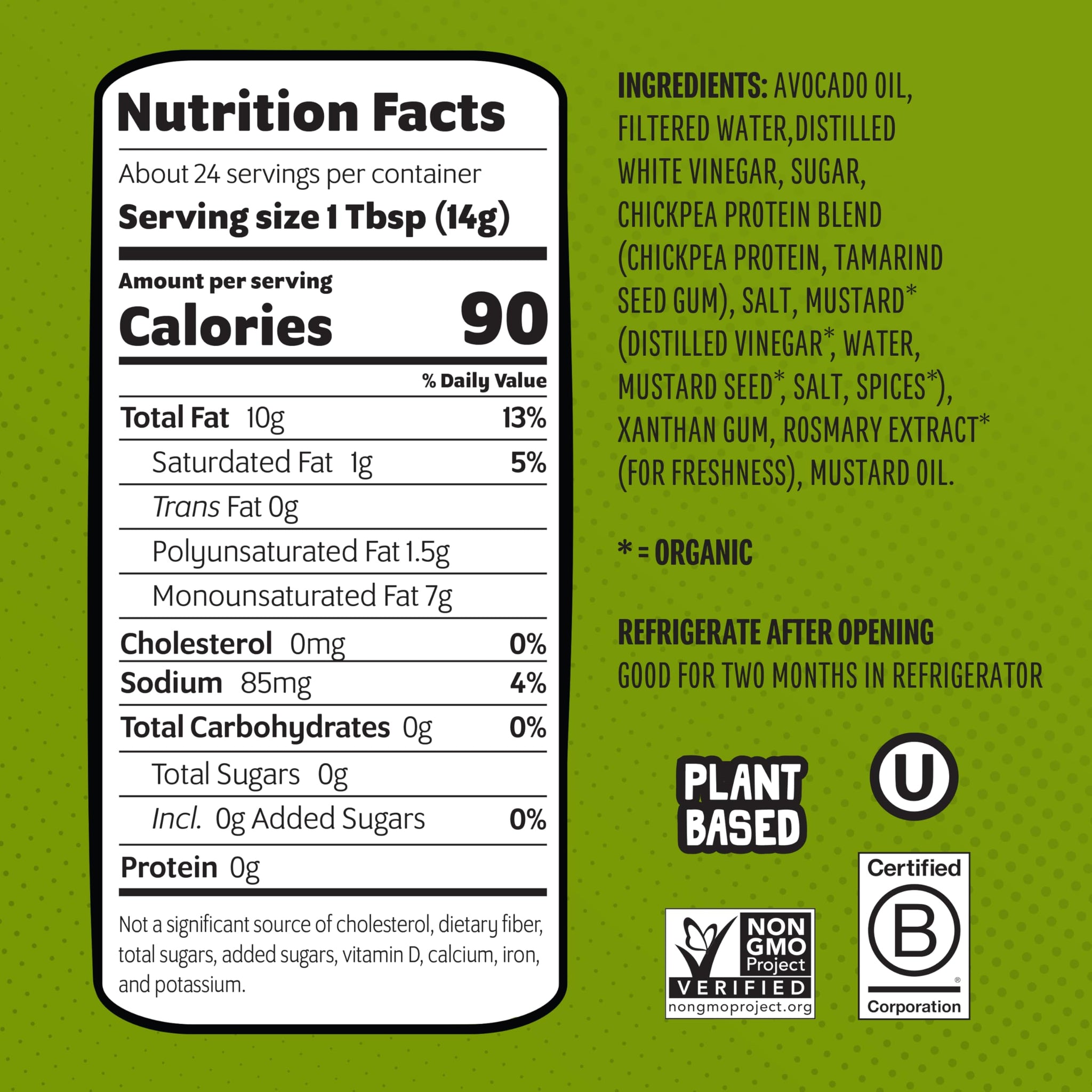 Chosen Foods Classic Vegan Avocado Oil-Based Mayonnaise, Gluten & Dairy Free, Low-Carb, Keto Diet Friendly, Mayo for Sandwiches, Dressings and Sauces