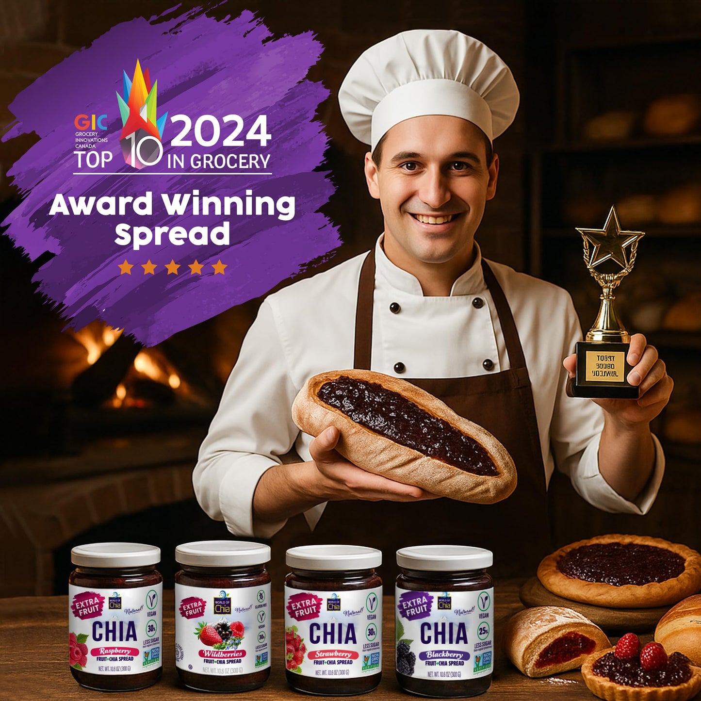 World of Chia Jam Wildberry Pack - Extra Fruit Spread, Bold Flavor & Wildberry Jelly Jam, Sweetened Pure Cane Sugar & Real Fruits, Omega-3s Superfood