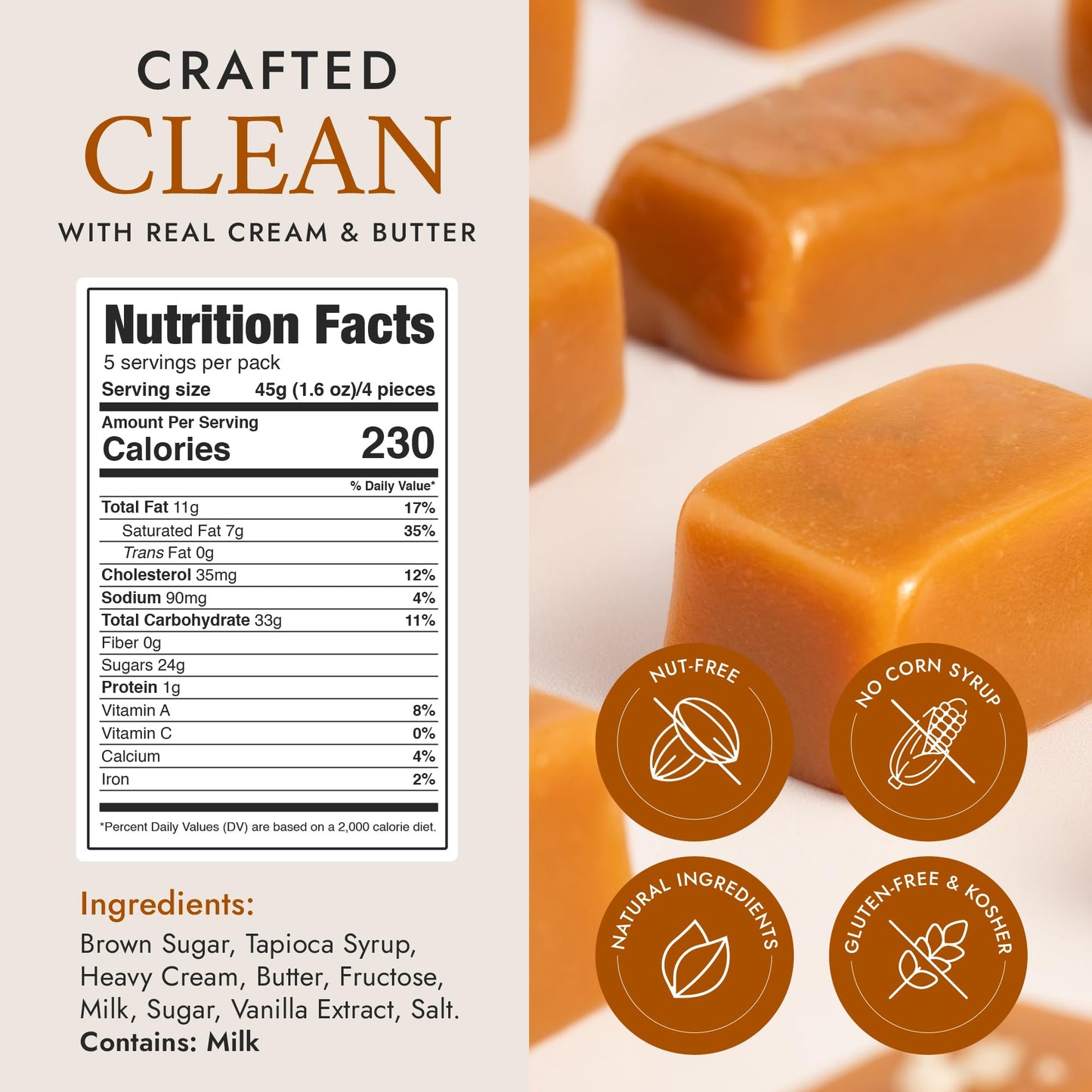 Béquet Classic Caramels - Soft, Individually Wrapped Gourmet Caramel Candy, Gluten?Free & Kosher - 5-Pound Box