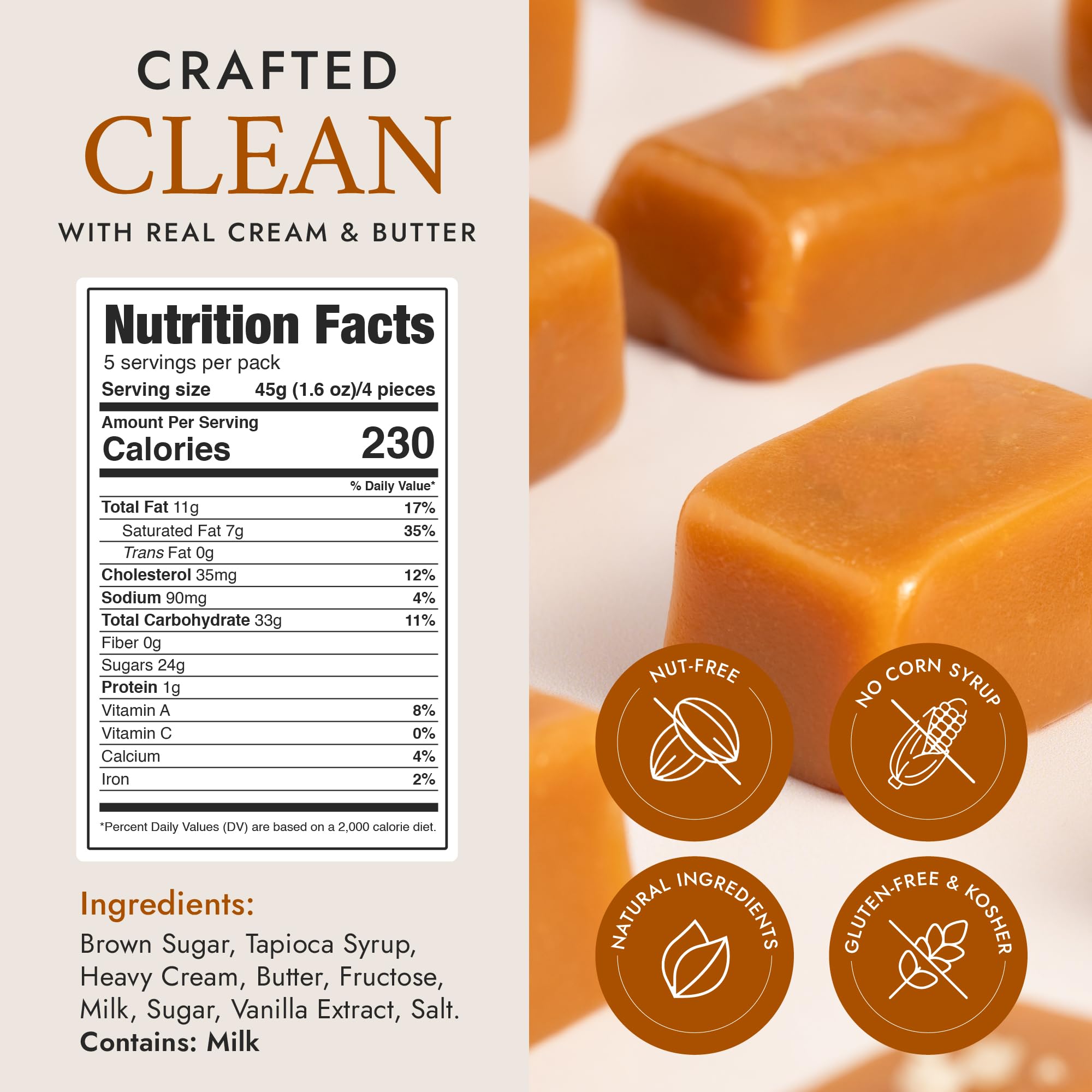 Béquet Classic Caramels - Soft, Individually Wrapped Gourmet Caramel Candy, Gluten?Free & Kosher - 5-Pound Box