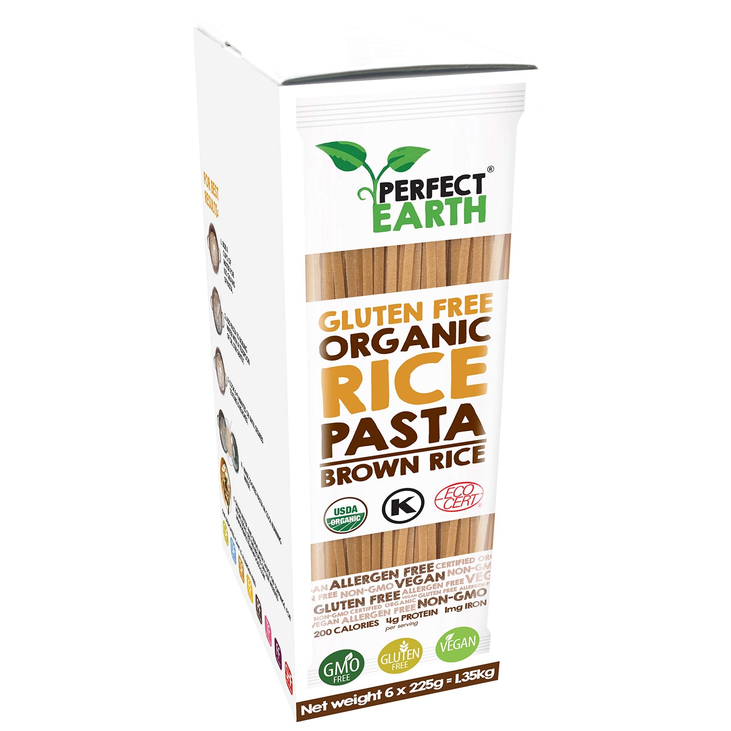 Perfect Earth Brown Rice Pasta Noodles - Certified Organic, Gluten-Free, Vegan, Keto, and Allergen-Free Low-Carb Pasta - For Healthy, Delicious
