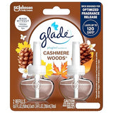 Glade PlugIns Refills Air Freshener, Scented and Essential Oils for Home and Bathroom, Cashmere Woods, 1.34 Fl Oz, 2 Count