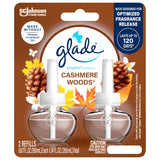 Glade PlugIns Refills Air Freshener, Scented and Essential Oils for Home and Bathroom, Cashmere Woods, 1.34 Fl Oz, 2 Count