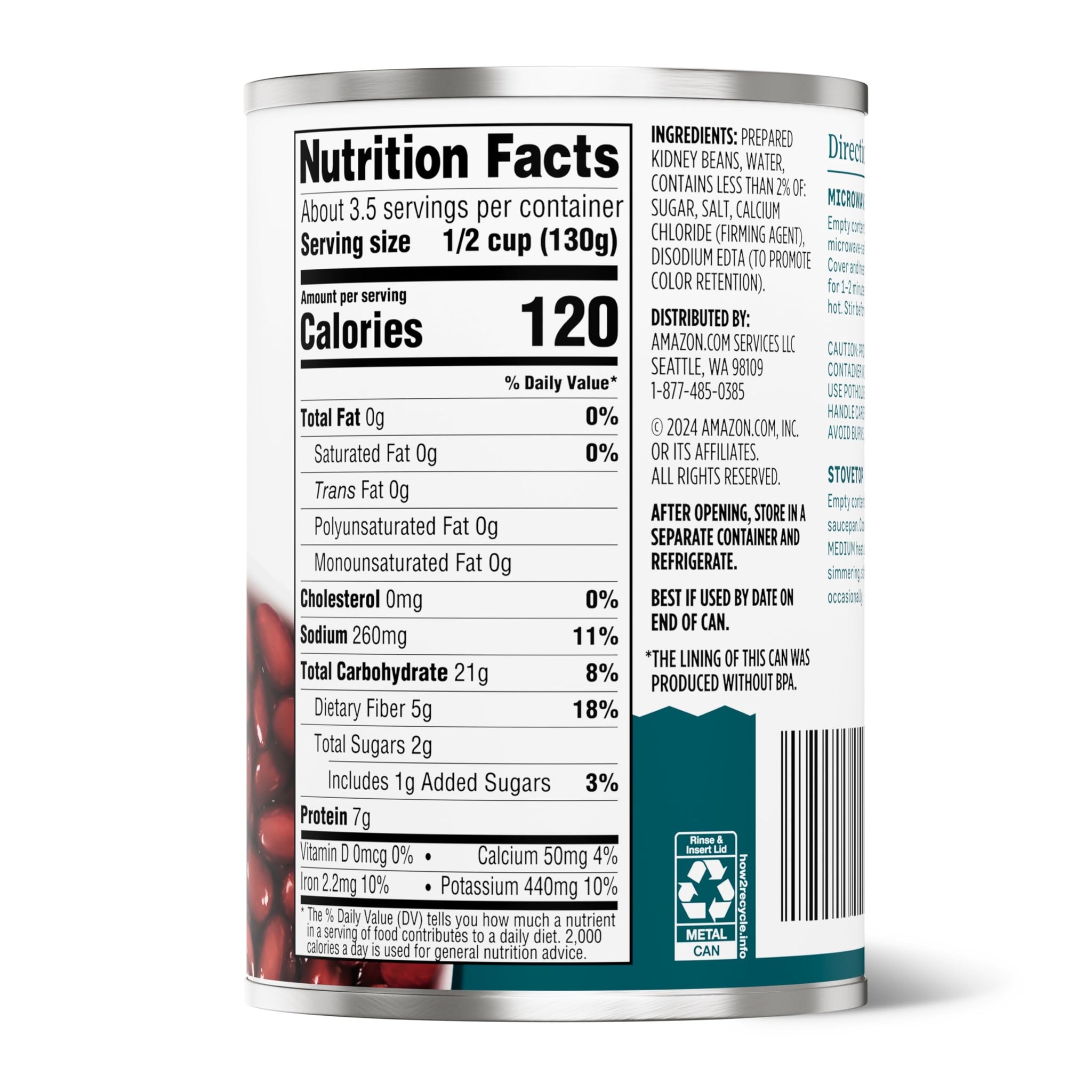 Amazon Grocery, Canned Dark Red Kidney Beans, 15.5 Oz