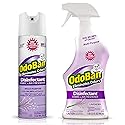 OdoBan Ready-to-Use Disinfectant and Harsh Aroma Eliminator, Cleaner and Fabric/Air Freshener, Set of 2, 14.6 Ounce 360-Degree Continuous Spray and 32