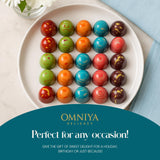 OMNIYA Delicacy Chocolate Galaxy Bonbon Box - 20 Artisan Bonbons with Gourmet Fillings - Pistachio, Hazelnut, Coffee, Cheesecake & Lemon - Luxury Gift