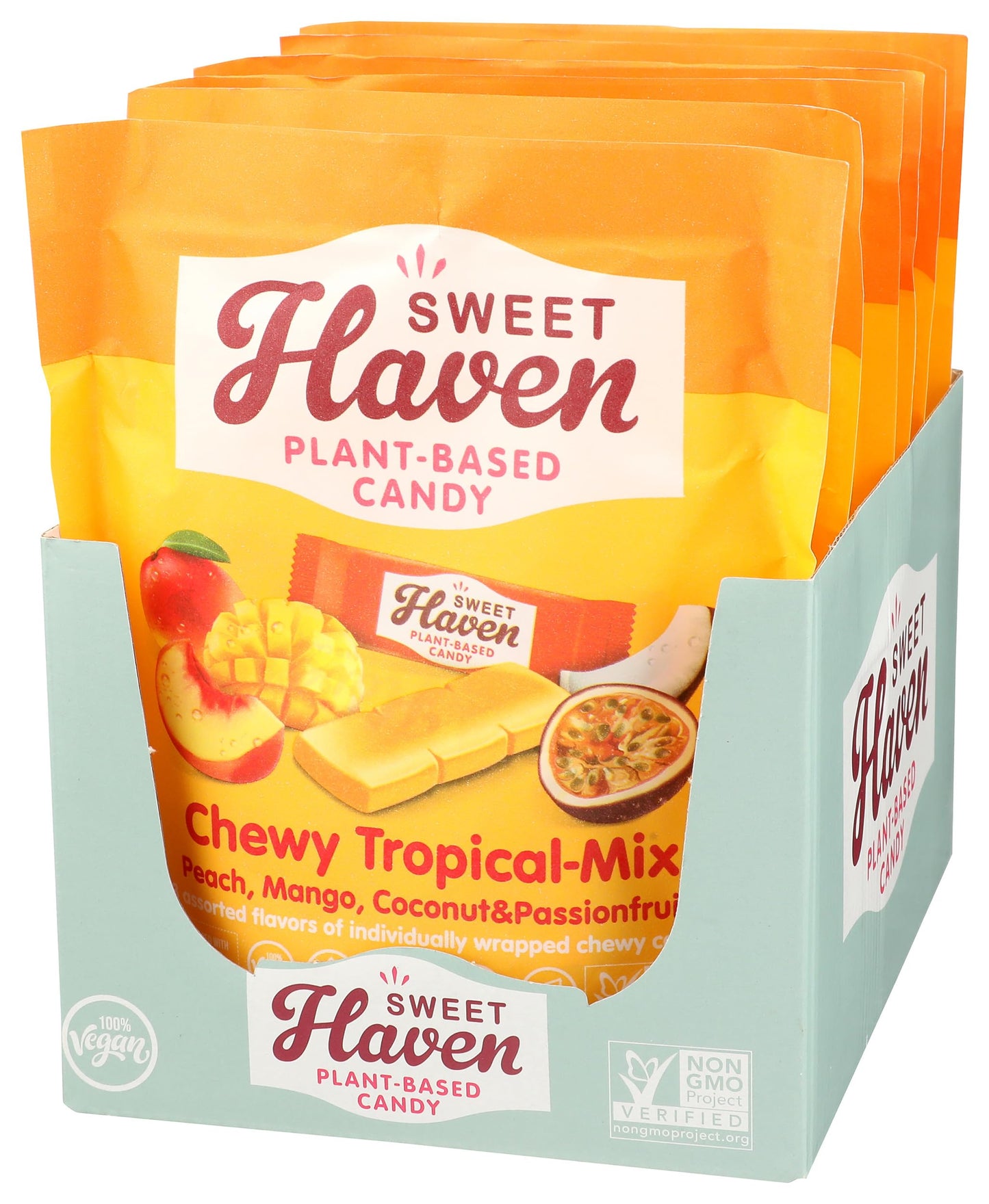 Sweet Haven Plant-Based Candy, Chewy Tropical-Mix, Naturally Flavored, Vegan Friendly, Gluten Free & Non-GMO, 4.44 Ounce (Pack of 6)