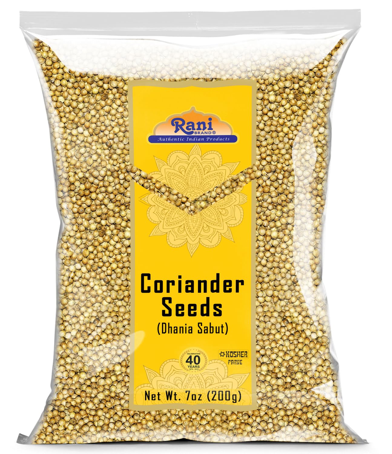 Rani Coriander (Dhania) Seeds Whole, Indian Spice 7oz (200g) ~ All Natural | Gluten Friendly | NON-GMO | Vegan | Indian Origin